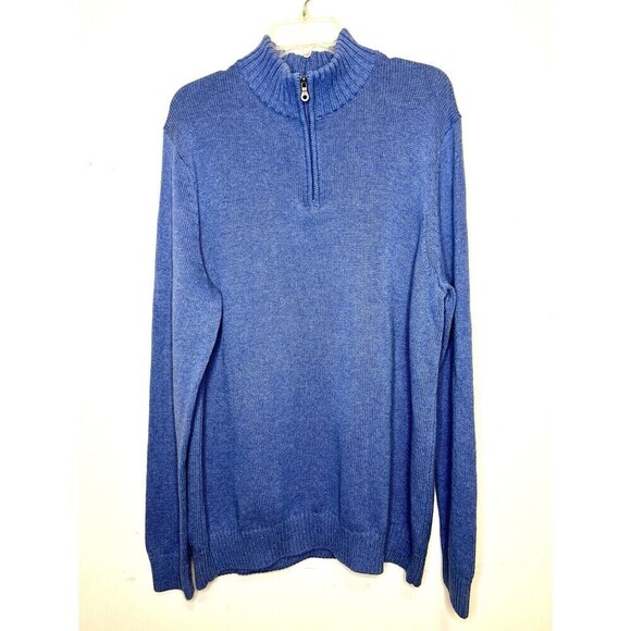Croft & Barrow Men’s 2XL Cotton Blend Periwinkle Mock-neck 1/4‎ Zip Sweater - Picture 1 of 8